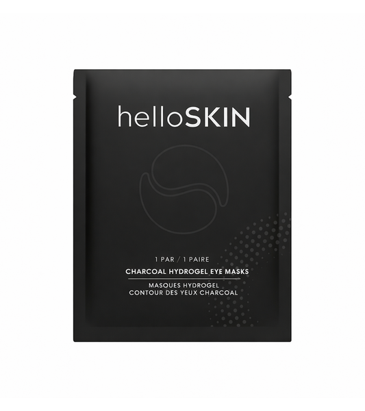 helloSKIN charcoal hydrogel eye masks packaging on a white background