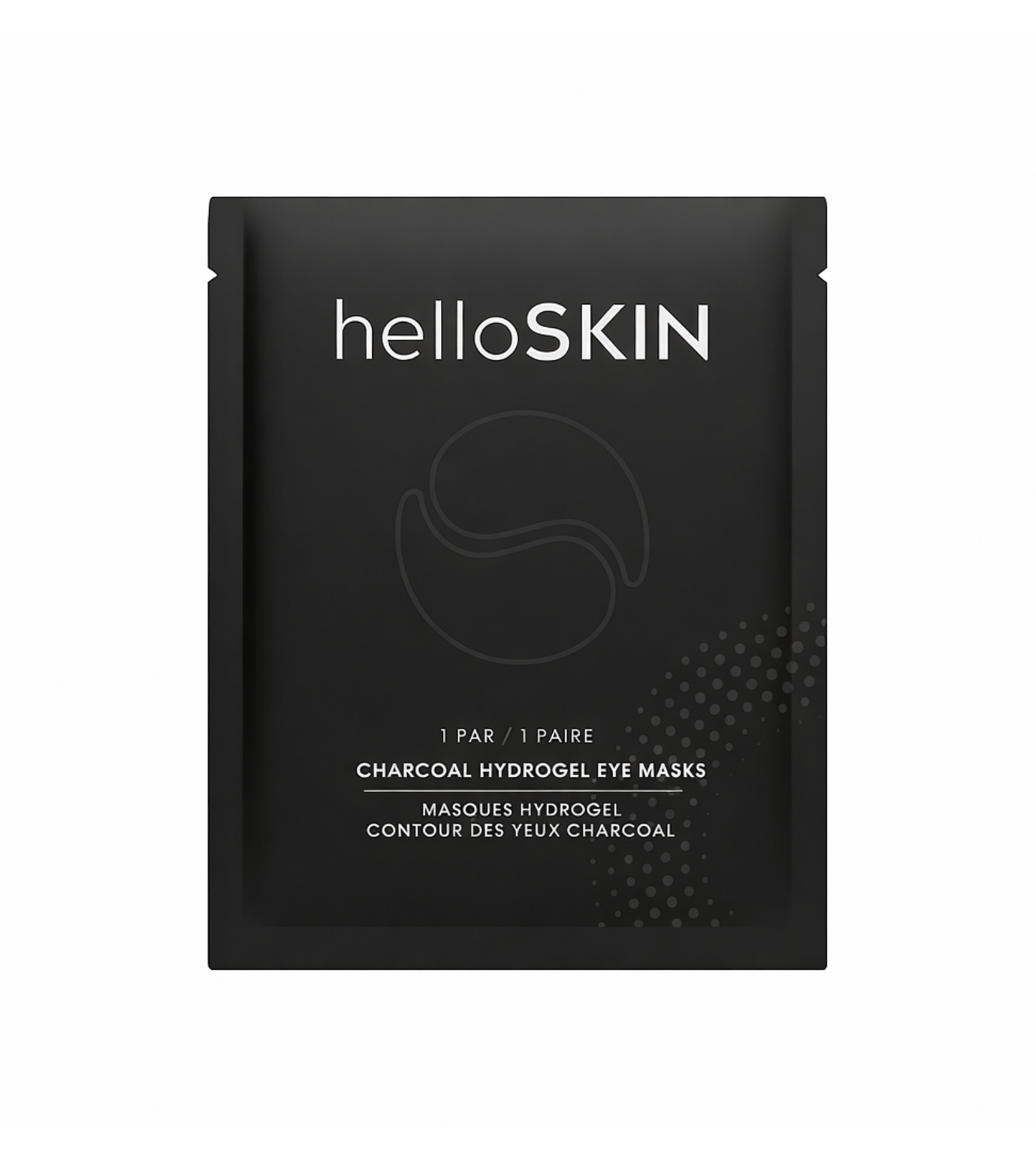helloSKIN charcoal hydrogel eye masks packaging on a white background